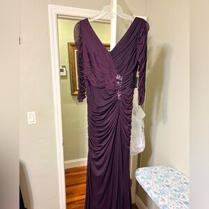 Adrianna Papell Deep Purple Long Sleeve Dress